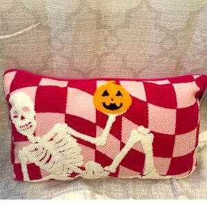 New Pink Skeleton Pillow 20”x12”Ashland Halloween Bedroom Dorm  Hippie Hallow